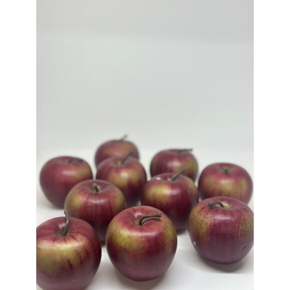 Vintage Artificial Apples | Realistic Fruit Display Prop Decor, Set of 10 Red - Picture 3 of 8